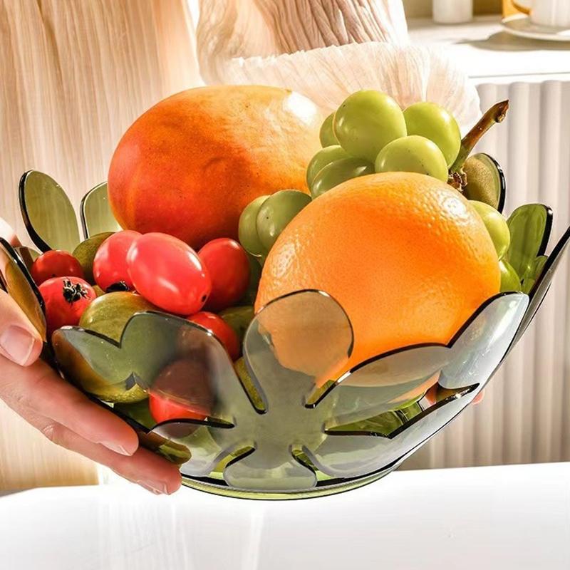 Acrylic Decorative Flower Trays Dinner Plate Transparent Dinner Dish Table Tray Fruit Display Tray Plates Table Decor