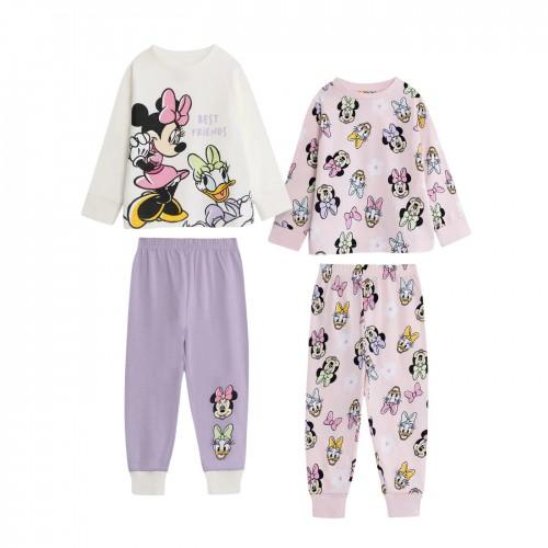 Disney Girls Minnie Mouse Short-Sleeved Long Pyjama Set (Pack of 2)