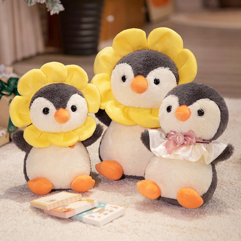 Creative Sunflower Penguin Doll Plush Toy Aquarium Little Penguin Doll Children Accompany Soothing Doll