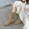 Pile boots short khaki autumn heightening merard boots high heel retro western boots retro knight boots