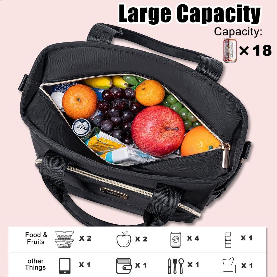Weitars Insulated Lunch Bag for WomenLeak Proof Lunch Box for Work Extra Large Lunch Tote Bag With Removable Shoulder Strap wit