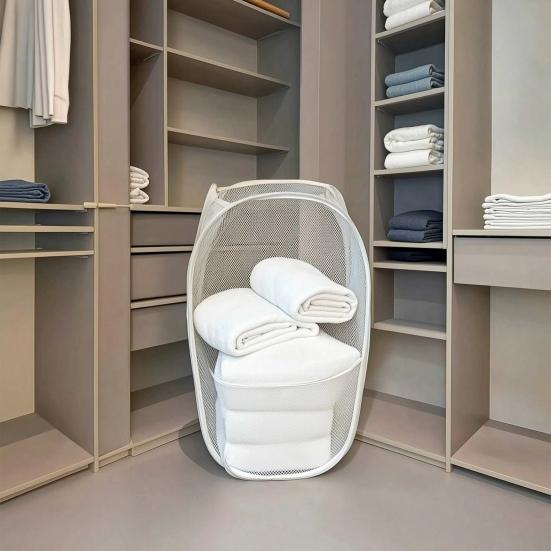 Yousheng Dirty Clothes Basket Foldable Breathable Mesh Fabric Laundry Bin Prevents Odor Container for Bathroom Laundry Storage Home