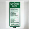 Playground Rules Green & White Tin Sign Vintage Playground Safety Regulations Metal Plaque for Home Decor Man Cave Club Cafe Bar