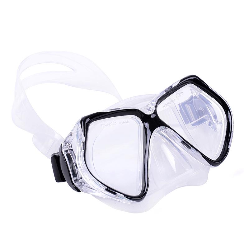 Large frame, liquid silicone diving goggles 4mm thick tempered glass