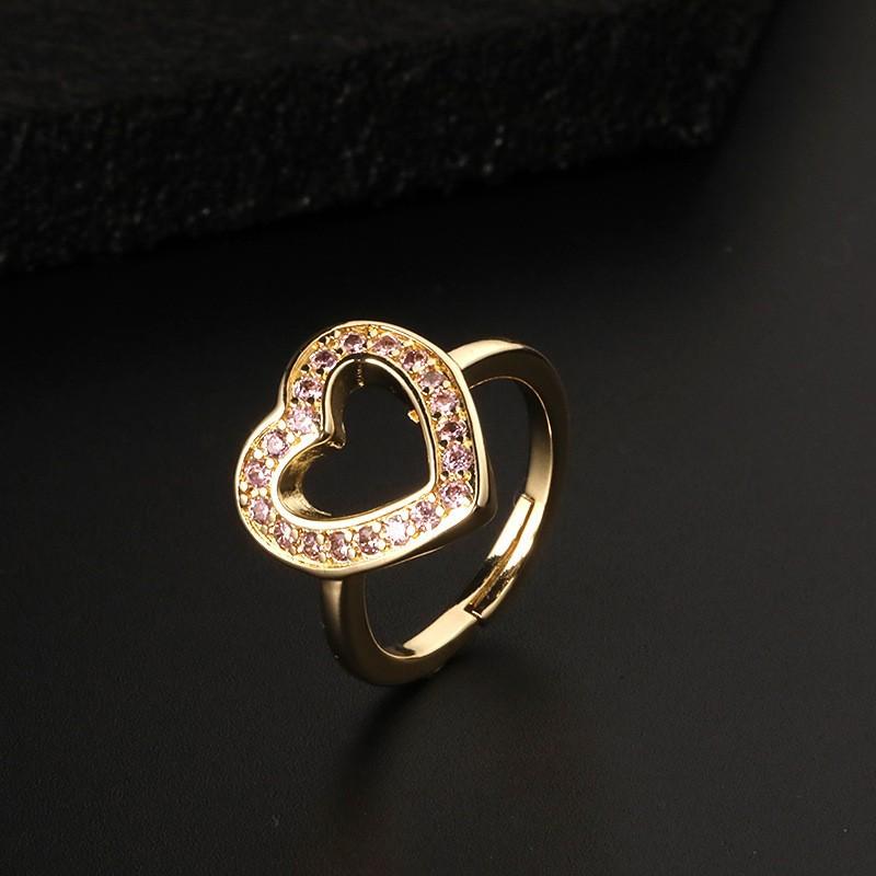 Exquisite Light Luxury Heart Ring Inlaid Color Zircon Popular Ins Style Fashion Finger Ring Jewelry Gift For Girls