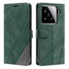 For Xiaomi 15 Case Imprinted Lines PU Leather Splicing Wallet Phone Cover with Wrist Strap
