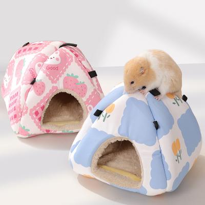 Zimní teplý potiskový produkt pro mazlíčky Malé zvířátko Hamster dům Spací postel Kreslený zlatý medvěd Pták Králík Krysa Papoušek Bavlněné hnízdo