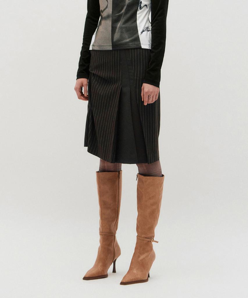 Kimjisu Dozi - Pinched Stripe Skirt _ Brown