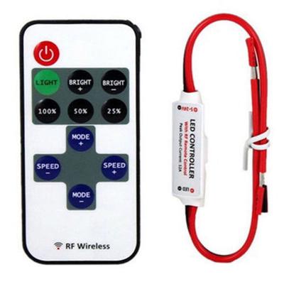 Mini 12V/RF Kablosuz Uzaktan Anahtar Denetleyicisi LED Şerit Işığı İçin Inline Dimmer