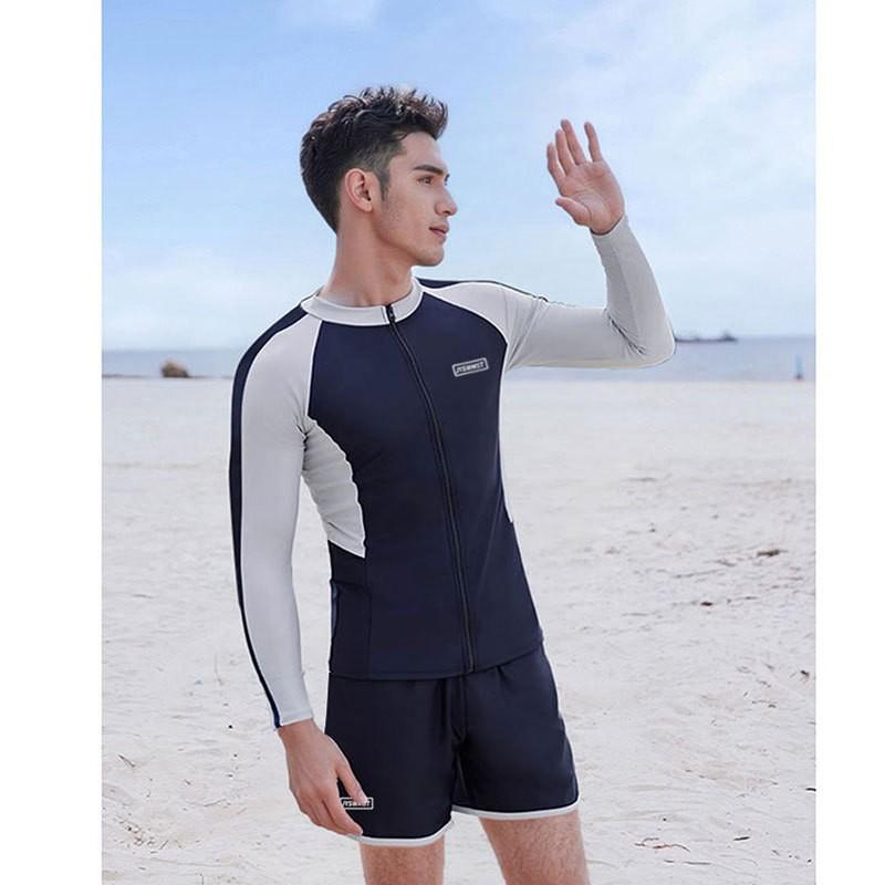 Mens Full Coverage Rash Guard Set UV Protection Long Sleeve Pants Swimwear Snorkeling Surfing Diving