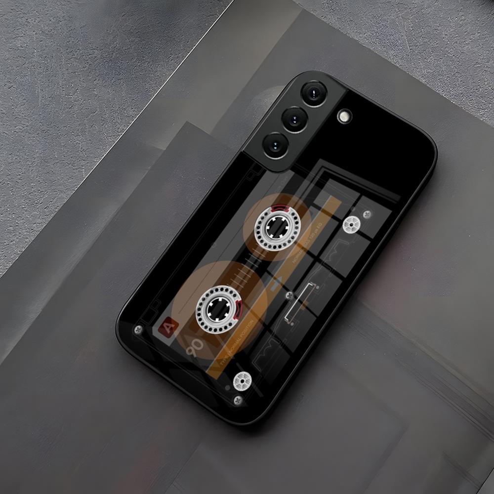 Funda Magnética para Teléfono con Cinta de Cassette de Radio y Cristal para Samsung Galaxy S23 S24 S21 S22 S20 Ultra Fe Plus A34 A16 A54 A24 A52 A53 M54