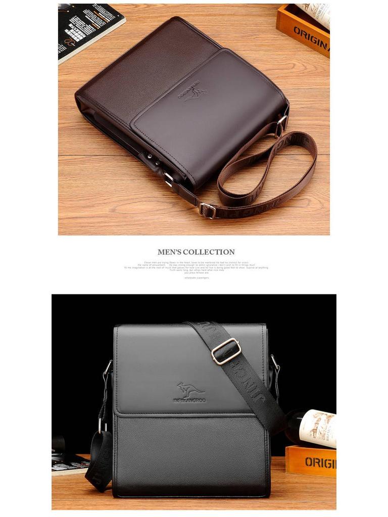 Męska Torba na Ramię z Prawdziwej Skóry - Miękka Torba Listonoszka Biznesowa Pionowy Plecak