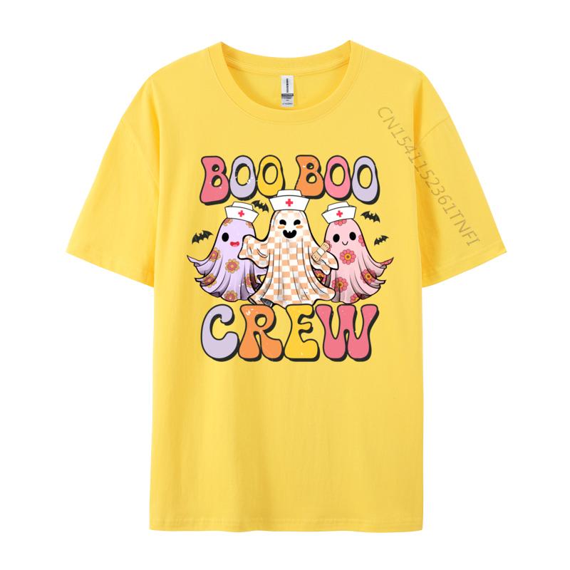 Groovy Boo Boo Crew Nurse Funny Ghost Halloween Nurse Casual 3D Printed T-Shirt for Men Pure Cotton Tops Shirts Funny Tee