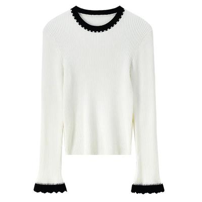 Women's Casual Color-Block Trim Knit Sweater