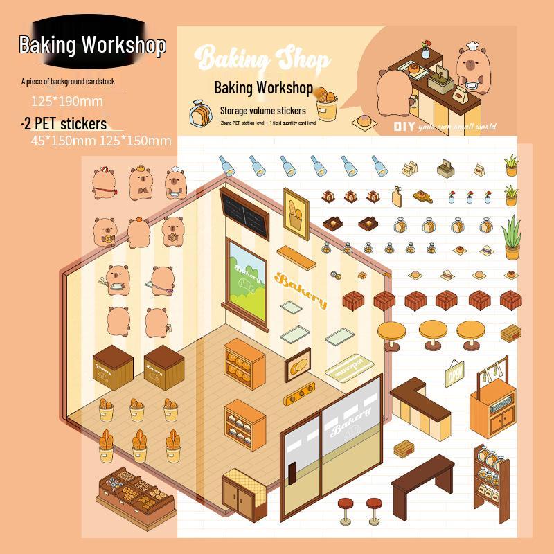 Mini DIY Kitchen Scenery Stickers: 2.5D PET Series for Journals