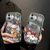 Cute Merry Christmas Pattern Mirror Shockproof Phone Case For iPhone 15 Pro Max 14 13 Pro 12 11 Wave Frame Lens Protection Glossy Plating Soft Cover