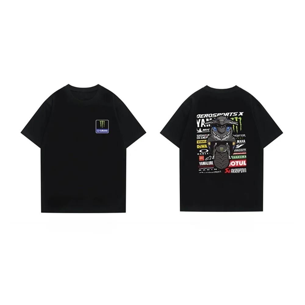 Motorcycle Rider Men's Breathable Short Sleeve Fashion Brand Yamaha Animation Printing Loose Crew Neck  K2yT-Shirt Top