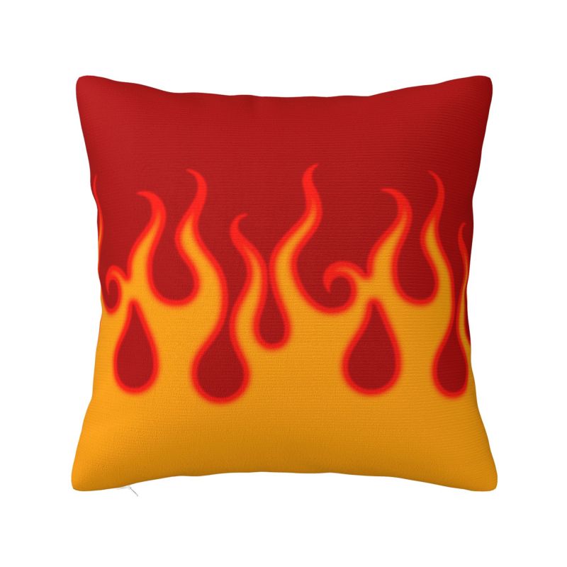 Fashion Red Burning Fire Racing Flames Cushion Cover Velvet Throw Pillow Case for Car Square Pillowcase Bedroom Decoration