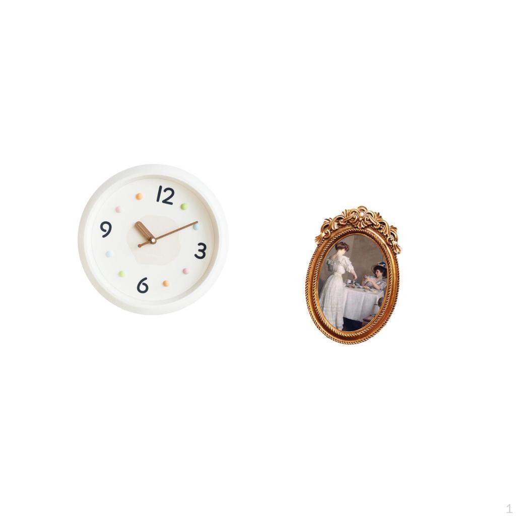 Modern Ornate Wall Clock And Photo Frame Set Quiet Large Numerals Decorative Hanging with