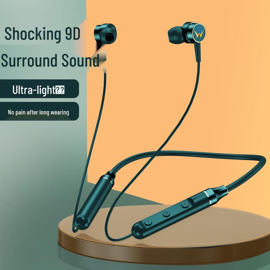New Neck-Hanging Bluetooth Wireless Sports Earphones with In-ear Magnetic Silicone Design