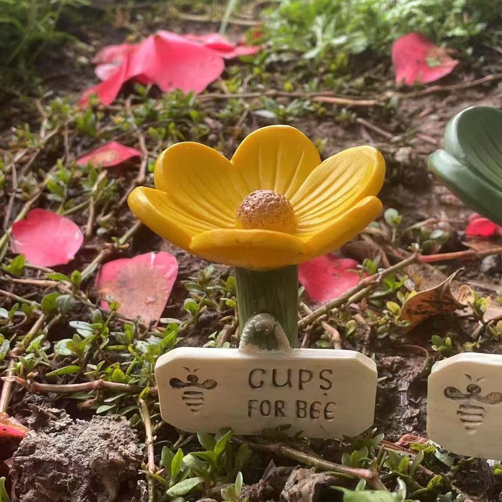 NOWY Napajak dla Owadów Motyli Pszczół Miska Kąpielowa z Kwiatowym Wzorem Podajnik dla Zapylaczy Pszczół Kubek do Picia dla Spragnionych Zapylaczy Owadów