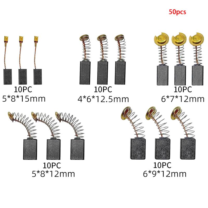 50Pcs Carbon Brush Replacement Kit For Electric Drills Sanders Grinders Motors Durable Repair Parts Power Tool Accessories