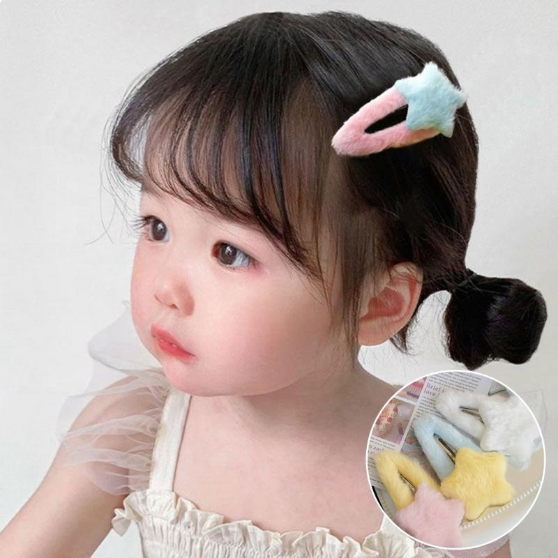 Furry Cute Plush Star Y2K-Style Mini Star Hairpin Sweet Handmade Pins Hairpin Accessories for Women Girls Lolita