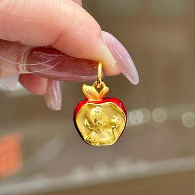 Snow White Golden Apple Charm Necklace - Christmas Eve Gift for Her