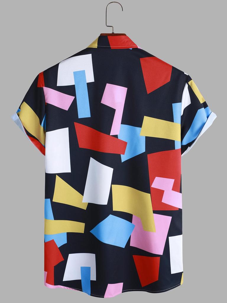 Men's Geometric Short Sleeve Casual Shirt - Summer 2022 Collection