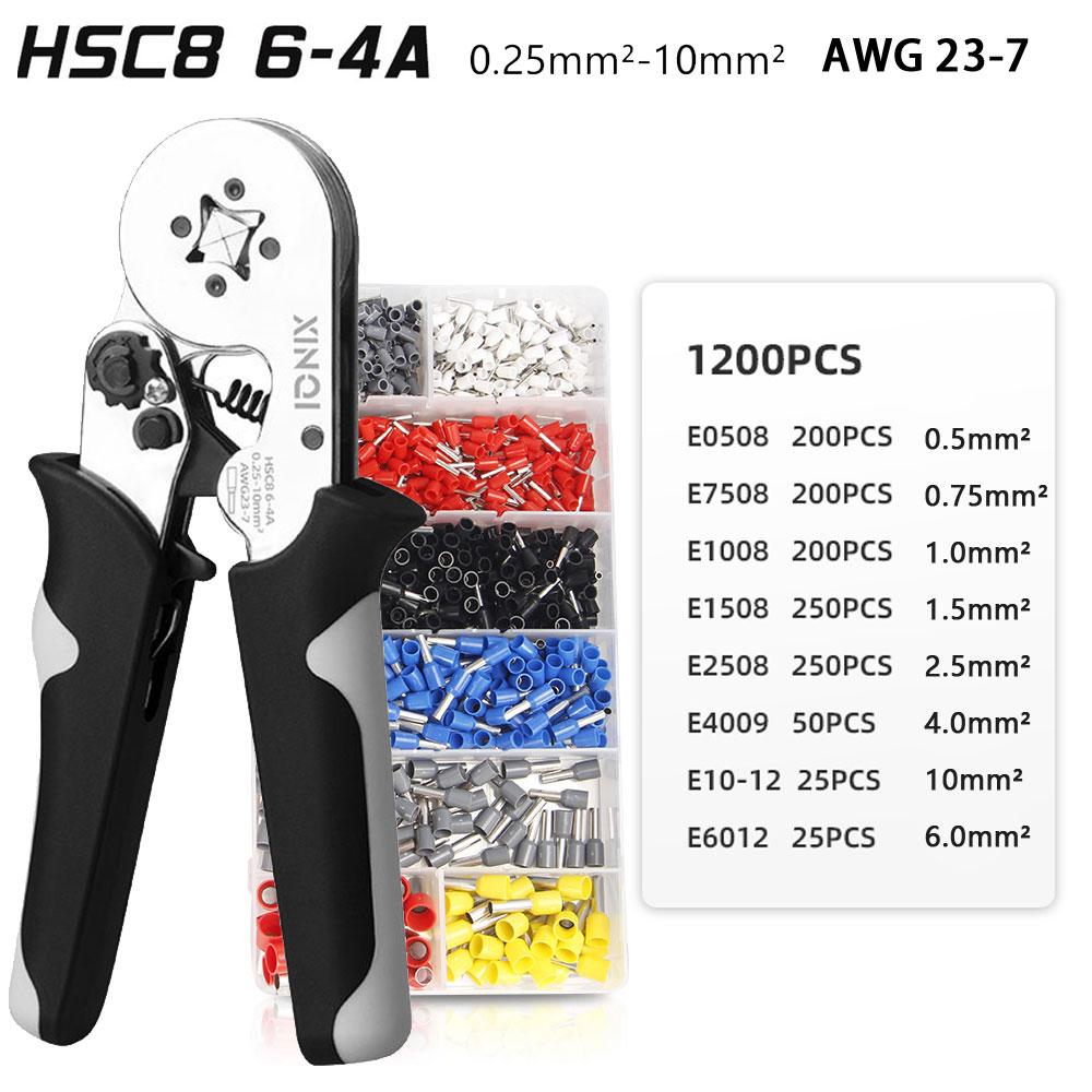 XINQI HCS8 10-6A 10mm2 Tube Terminals Crimping Pliers Set with Storage Bag &  Hand Tools Electrician Crimper Crimping Pliers