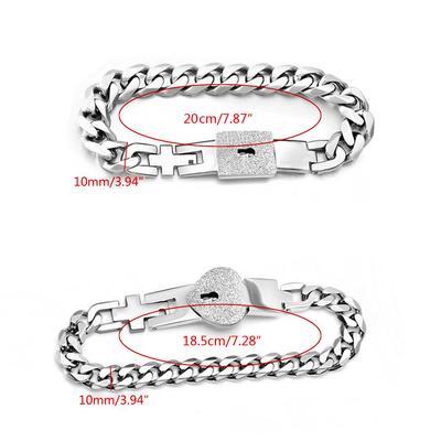 Zoll 2 Stück Partnerarmbänder Neuheit Schloss für Schlüssel Armreif Armband Liebhaber Herz Armband