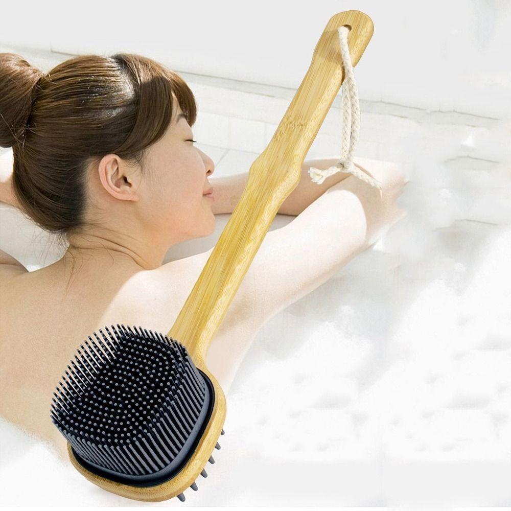 

Silicone Bathroom Body Brushes Back Scrubber Two-sided Brush Shower Brush Dry Brushing Shower Tool синій