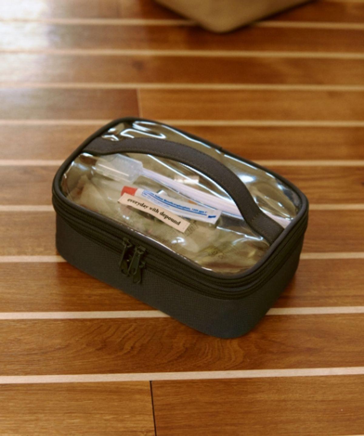 Double Layer Cosmetic Pouch [Charcoal]