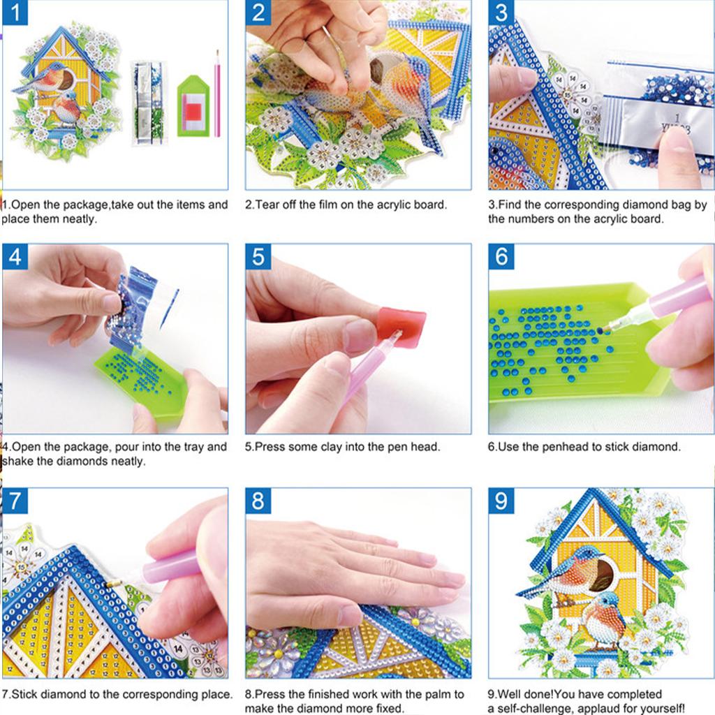 2D/Flat DIY Acrylic Diamond Painting Desktop Ornaments Kit 5D DIY Diamond Art Tabletop Decorations for Home Office Desktop Decor