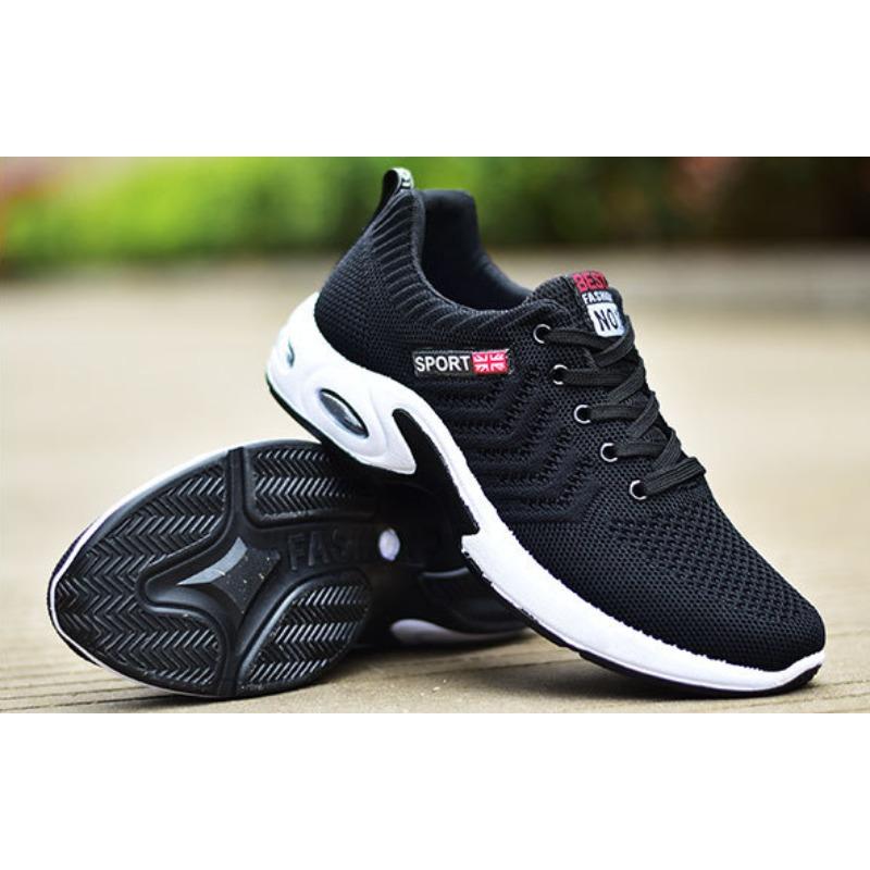 Casual Sports Shoes for Men New Hot Selling Fly Weave Breathable Running Shoe Low Top Lace Up Flats Platform Tennis Trainers