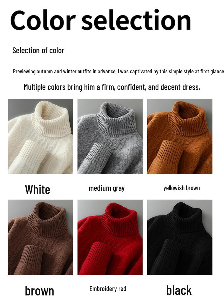 Men's 100% Pure Wool High Neck Jacquard Sweater - Autumn/Winter 2025 Collection