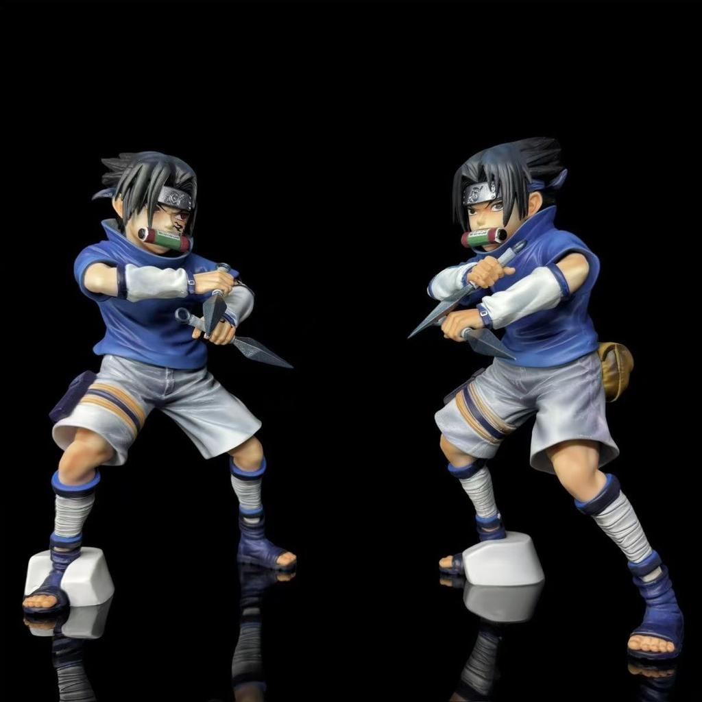 Naruto GK Anime Figure Childhood Sasuke Naruto Uzumaki Battle Scene Model Statue PVC Desktop Decoration Toys Gifts