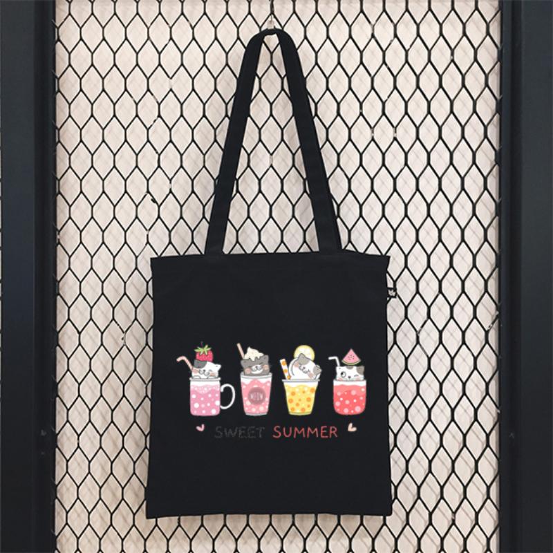Tote Bag Cartoons Anime Bags Shopping Bag Canvas Shopper Bag Reusable Tote Bag Handbags Shoulder Bags Collapsiblet Custom Bag