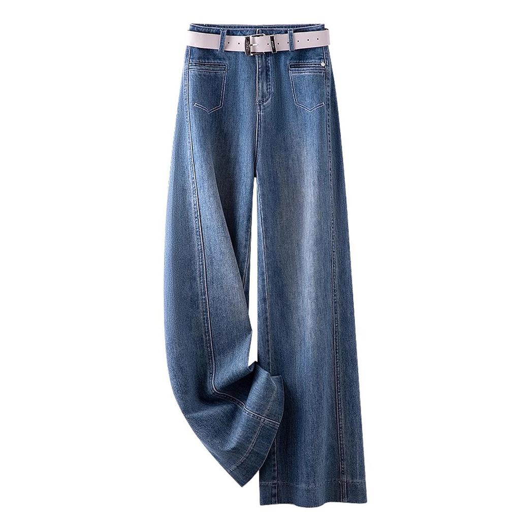Women's 2025 High Waist Retro Wide Leg Jeans - Slimming, Loose, and Draped Straight Leg Trousers for Spring and Autumn