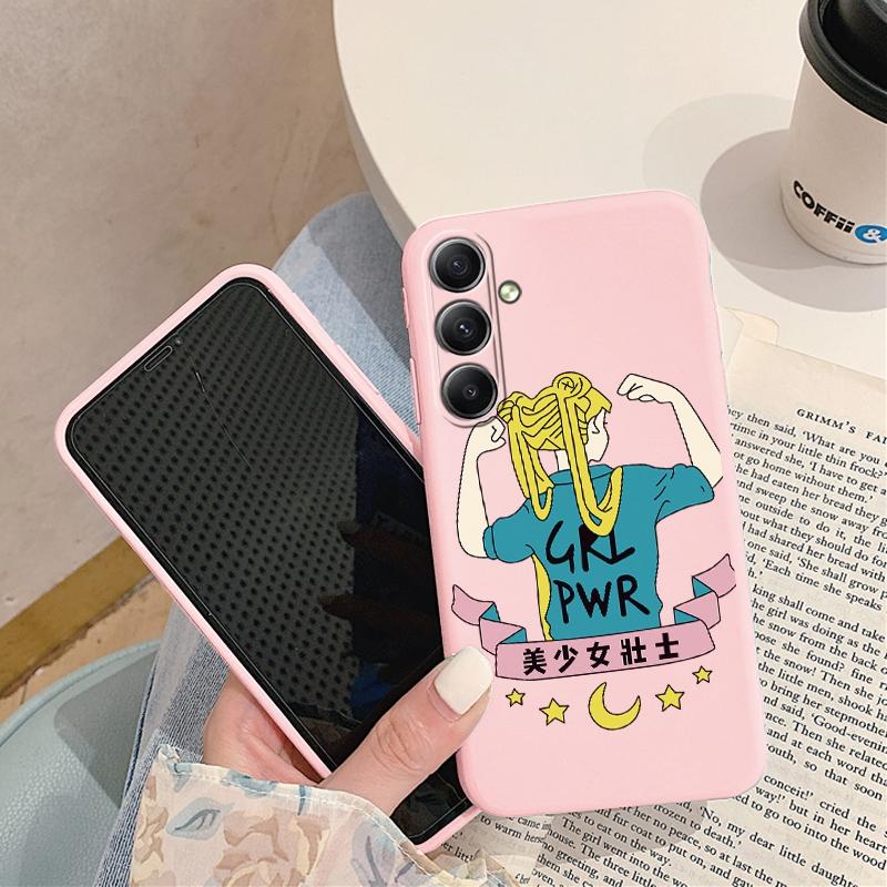 Husă roz din silicon moale cu model pentru fete pentru Samsung A55 M35 M34 S24 Xiaomi Redmi Note 13 Pro 13C Poco C65 iPhone 15 Husă de protecție rezistentă la șocuri