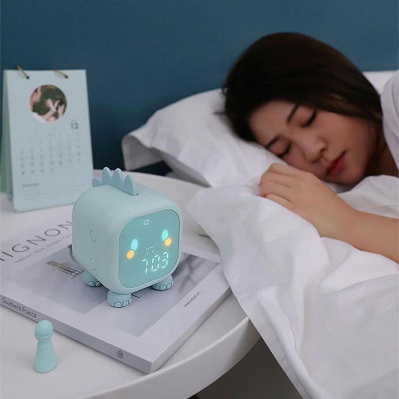 Night Light Cute Expression Alarm Clock Child Alarm Clock Voice Controlled Light Multifunctional For Home Thermometer