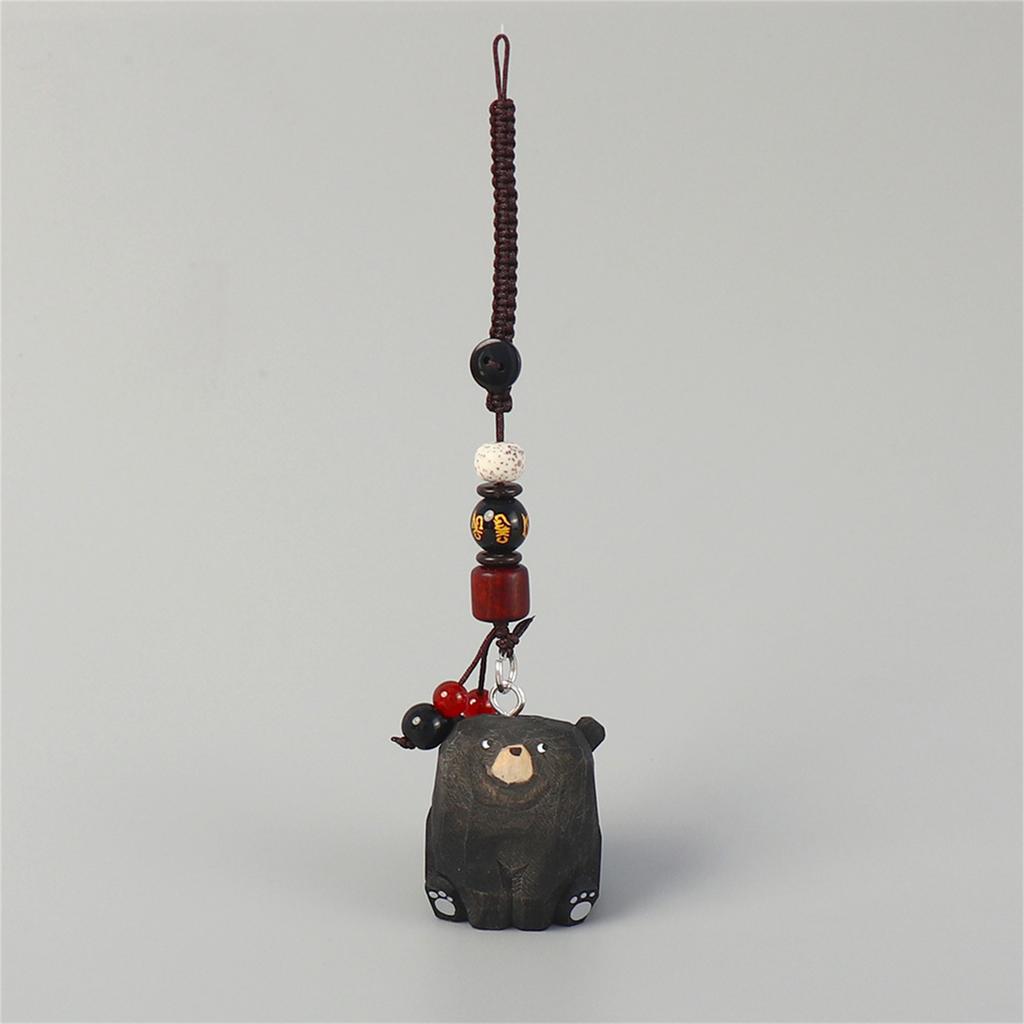 Wooden Carved Cartoon Bear Rabbit Keyring Animal Charm Keychain Travel Souvenirs Backpack Pendant Decorations Couple