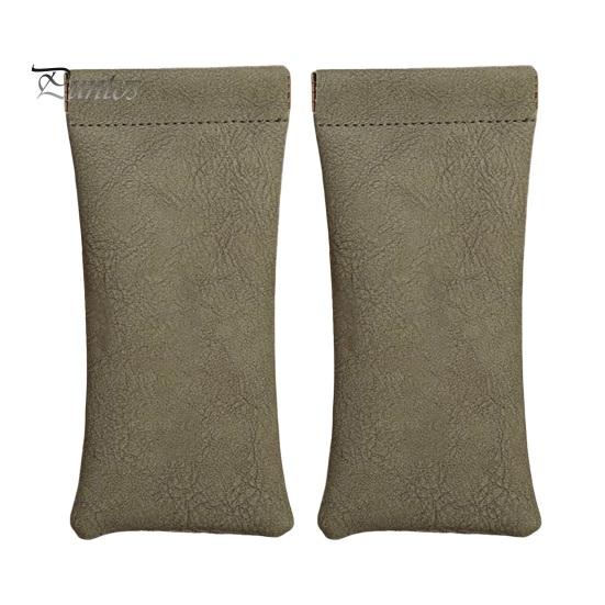 2 Pcs Sunglasses Pouch Soft Auto-Closing Stylish Case Faux Leather Anti-Scratch Lining Compact Glasses Bag Microfiber Screen Cleaning Bag