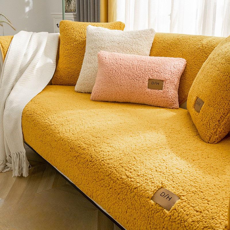 Winter Lambskin Thickened Fleece Cushion Non-Slip Leather Sofa Cover High-End Nordic Simple Sofa Cushion Winter