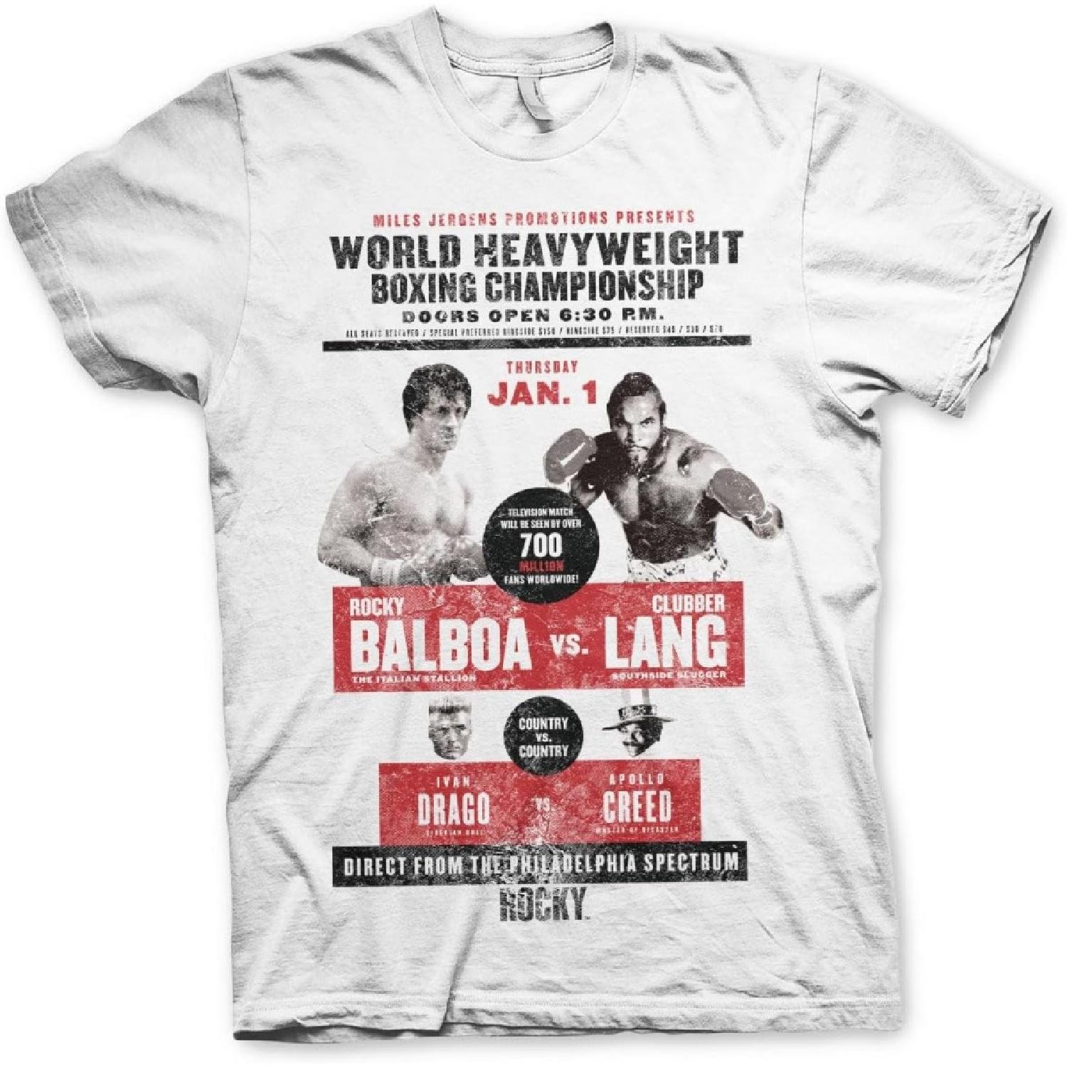 Rocky Officially Licensed World Heavyweight Poster Mens T-Shirt S белый