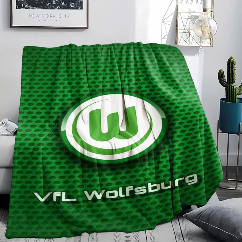1 szt. Koc flanelowy z nadrukiem VfL Wolfsburg, Wysokiej jakości, Wygodny na wszystkie pory roku, Wystrój domu, Ciepło i komfort, Idealny na prezenty świąteczne101