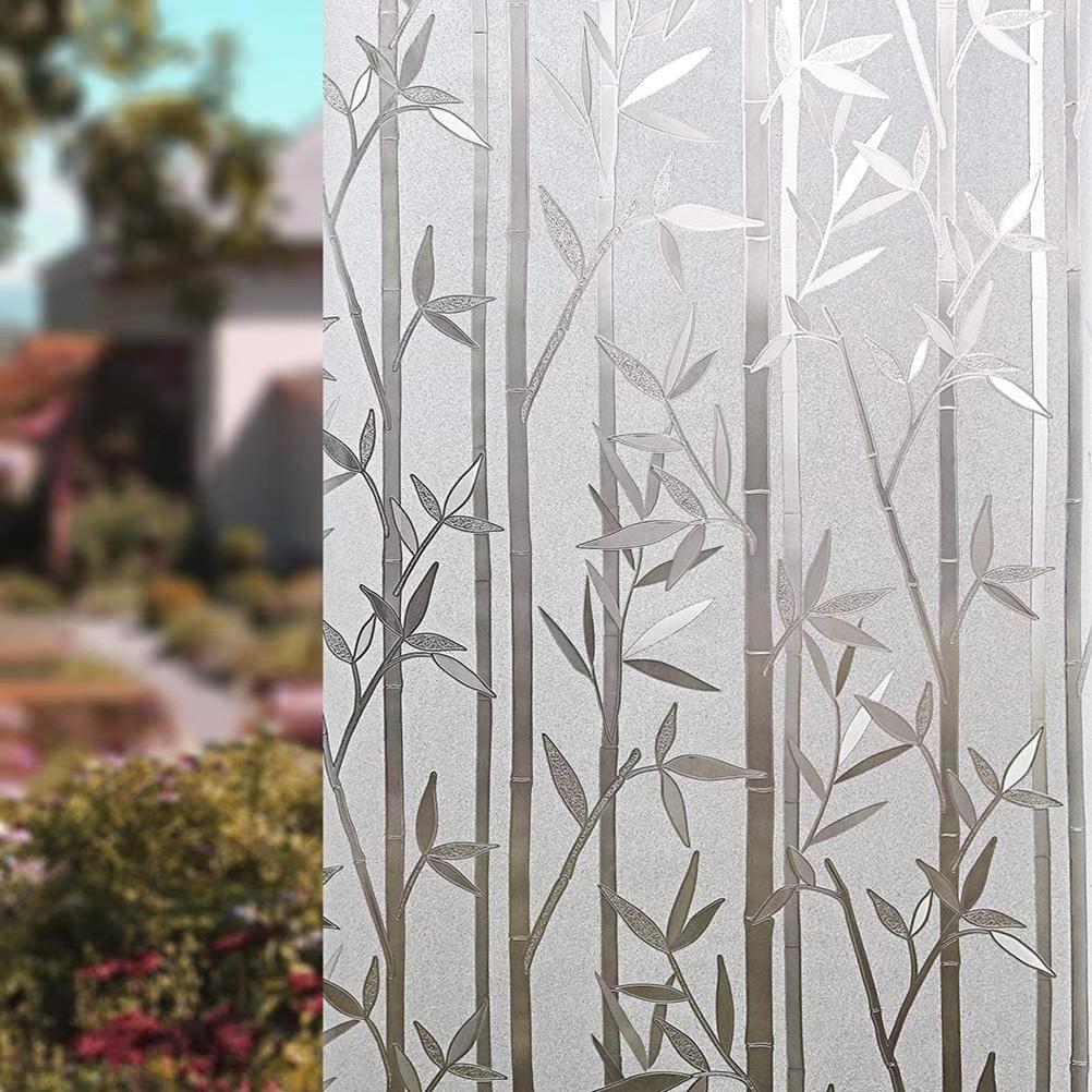Bambusová okenní fólie, vitrážová fólie, matná okenní samolepka, dekorativní okenní přilnavost bez lepidla