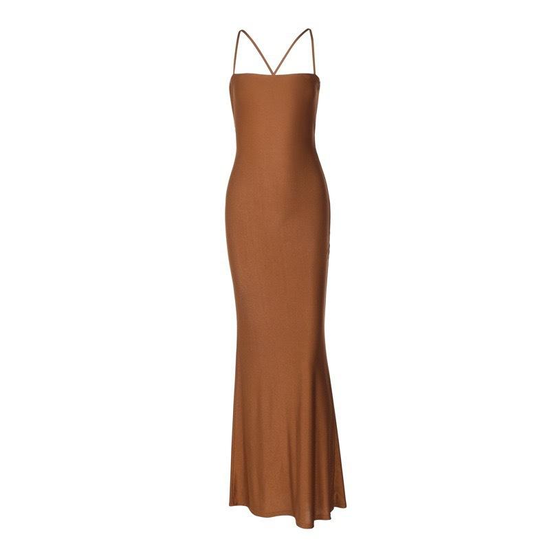 Summer Women's Halter Strapless Slim Dress Solid Color Sleeveless Backless Dress for Women