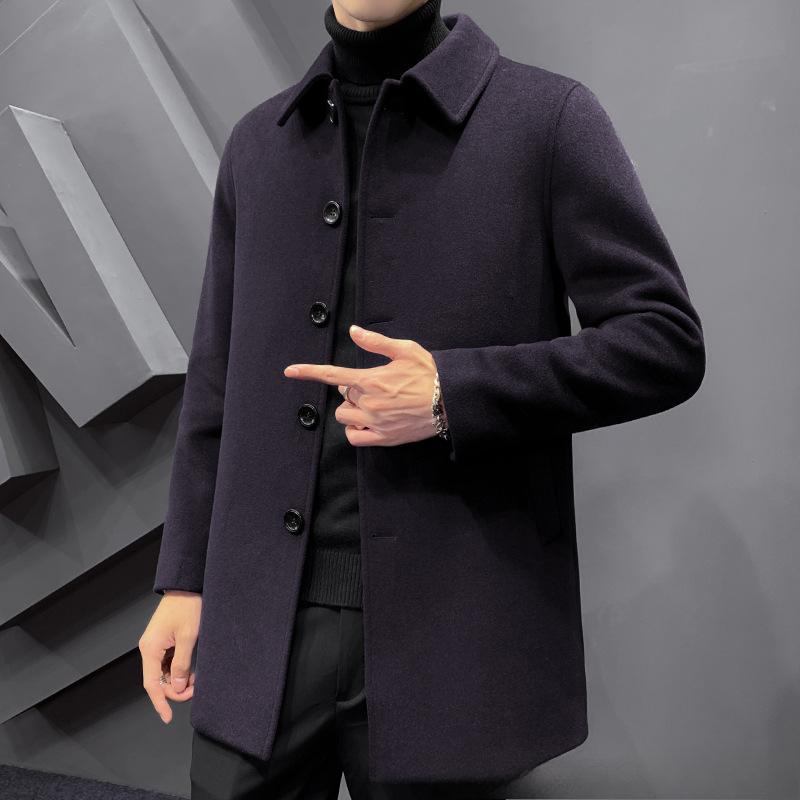

Осенне-зимнее шерстяное пальто средней и длинной длины в корейском стиле, утолщенное модное пальто, красивое пальто из хлопковой шерсти 4XL фиолетовый