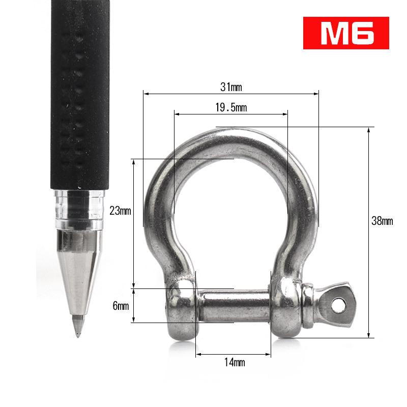 304 Stainless Steel Bow Shackle - Tow Hook, Marine Rope Ring, Chain Lifting Rigging Connector